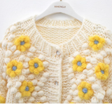 thick needle three-dimensional flower beanie sweater knitted cardigan HZ1024
