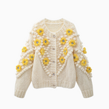 thick needle three-dimensional flower beanie sweater knitted cardigan HZ1024