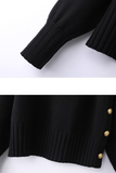 Gold Button Twill Blended Sweater HZ1024