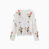 3D Flower Long Sleeve Cardigan Sweater HZ1024