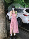 Tea Break Floral Ruffled Sling Dress HZ1024