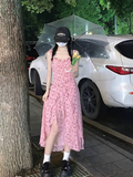 Tea Break Floral Ruffled Sling Dress HZ1024