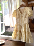 V-neck puff sleeve floral dress HZ1024
