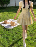 V-neck puff sleeve floral dress HZ1024