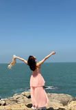 A-line V-Neck Suspender Long Beach Dress Holiday Style Summer Fashion Dress HZ1024