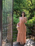 A-line V-Neck Suspender Long Beach Dress Holiday Style Summer Fashion Dress HZ1024