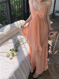 A-line V-Neck Suspender Long Beach Dress Holiday Style Summer Fashion Dress HZ1024