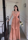 A-line V-Neck Suspender Long Beach Dress Holiday Style Summer Fashion Dress HZ1024