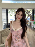 floral V-neck tight suspender dress HZ1024