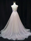 A line tulle lace long prom dress pink tulle long evening dress HZ1024