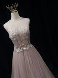A line tulle lace long prom dress pink tulle long evening dress HZ1024