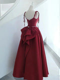 Burgundy Long Prom Dress, Satin Formal Burgundy Evening Gown HZ1024