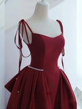 Burgundy Long Prom Dress, Satin Formal Burgundy Evening Gown HZ1024