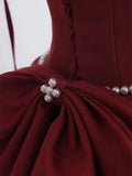 Burgundy Long Prom Dress, Satin Formal Burgundy Evening Gown HZ1024