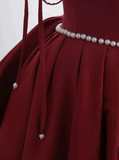 Burgundy Long Prom Dress, Satin Formal Burgundy Evening Gown HZ1024
