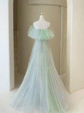 Aline Long Prom Dresses, Off Shoulder Formal Long Green Evening Graduation Dresses HZ1024