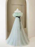 Aline Long Prom Dresses, Off Shoulder Formal Long Green Evening Graduation Dresses HZ1024