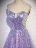 sweetheart neck long prom dress purple formal party dress HZ1024