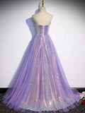 sweetheart neck long prom dress purple formal party dress HZ1024