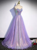 sweetheart neck long prom dress purple formal party dress HZ1024