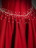 A line satin beads long prom dress burgundy evening dress HZ1024