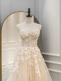 line Sweetheart Neck Tulle Lace Long Blue Prom Dresses, Lace Formal Graduation Dresses HZ1024