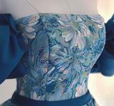 A line satin long prom dress blue long evening dress HZ1024