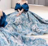 A line satin long prom dress blue long evening dress HZ1024
