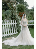 Off-white Sweetheart Neckline Tulle lace dress, Off-white formal dress HZ1024