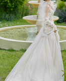 Off-white Sweetheart Neckline Tulle lace dress, Off-white formal dress HZ1024