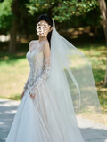 Off-white Sweetheart Neckline Tulle lace dress, Off-white formal dress HZ1024