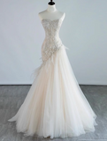 Off-white Sweetheart Neckline Tulle lace dress, Off-white formal dress HZ1024