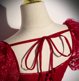 line burgundy tulle sequin long prom dress, burgundy formal dress HZ1024