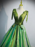 v neck green long prom dress, green formal graduation dress HZ1024