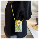 Lightweight Canvas Flower Mini Crossbody Phone Bag HZ1024