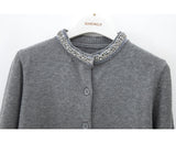 retro grey round neck long sleeve sweater HZ1024