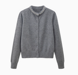 retro grey round neck long sleeve sweater HZ1024