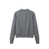 retro grey round neck long sleeve sweater HZ1024