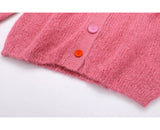 Colorful Button Crewneck Knit Cardigan HZ1024