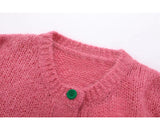 Colorful Button Crewneck Knit Cardigan HZ1024