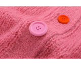 Colorful Button Crewneck Knit Cardigan HZ1024
