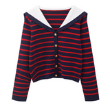 collar cape top with striped sweater and cardigan HZ1024