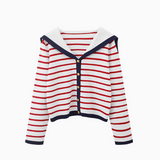 collar cape top with striped sweater and cardigan HZ1024