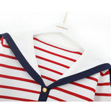 collar cape top with striped sweater and cardigan HZ1024
