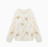 style bear thick needle twist long sleeve sweater HZ1024