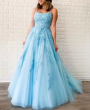 tulle lace long prom dress lace tulle evening dress HZ1024