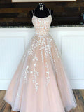 tulle lace long prom dress lace tulle evening dress HZ1024