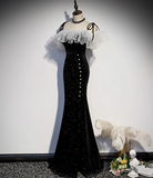 Mermaid Long Prom Dress, Black Evening Dress HZ1024