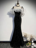 Mermaid Long Prom Dress, Black Evening Dress HZ1024