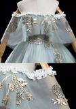 Green A-Line Tulle Lace Long Prom Dress, Lace Evening Dress HZ1024